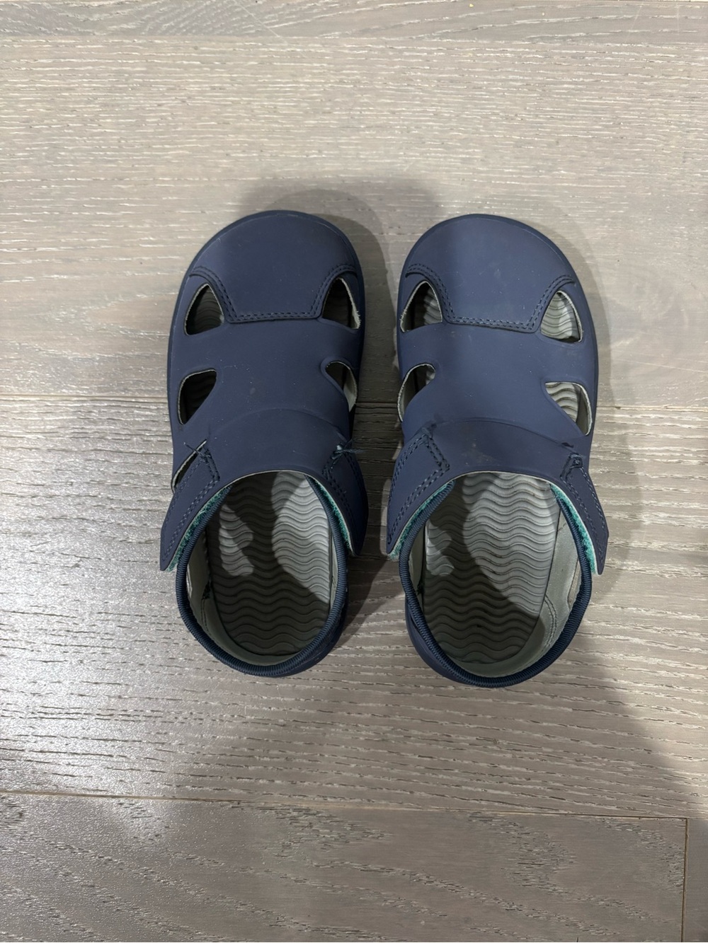 Toddler Navy Blue Closed-Toe Sandals with Hook-and-Loop Strap